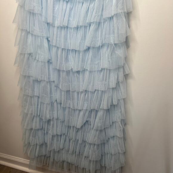 Amy Jane London Sofia Blue Lace Tulle Maxi Dress Size Large - Picture 8 of 11